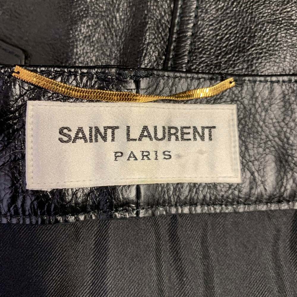 SAINT LAURENT Black Calfskin Leather Mini Skirt - Picture 4 of 7